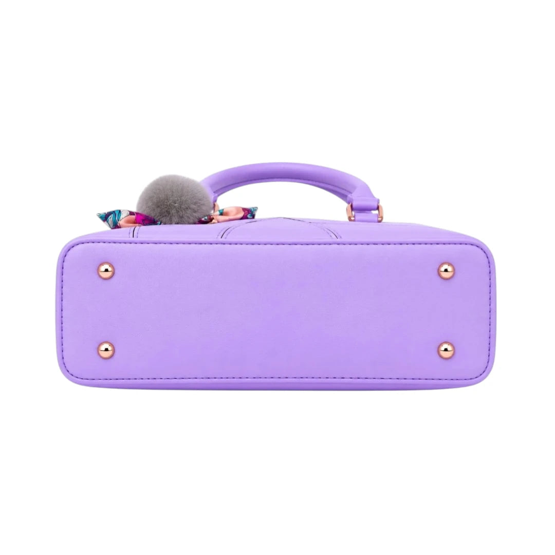 Pinat Premium Purple Leather Handbag with Scarf Charm
