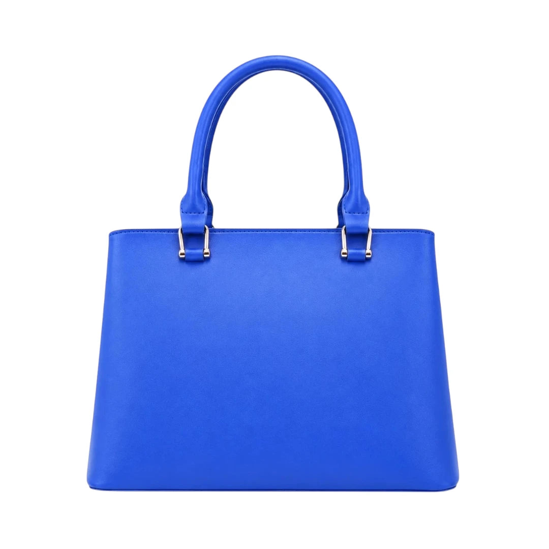 Pinat Premium Blue Leather Handbag with Pom Charm