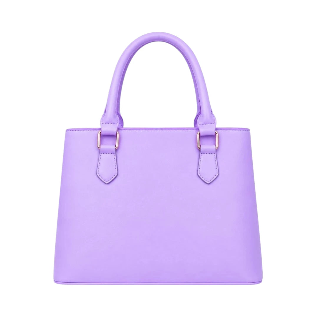 Pinat Premium Purple Leather Handbag with Scarf Charm