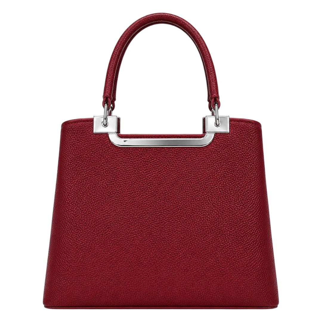 Pinat Premium Red Leather Handbag with Silver Charm