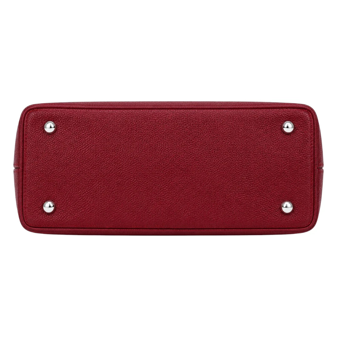 Pinat Premium Red Leather Handbag with Silver Charm